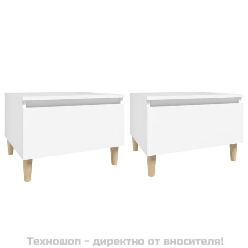 Странични маси, 2 бр, бели, 50x46x35 см, инженерно дърво