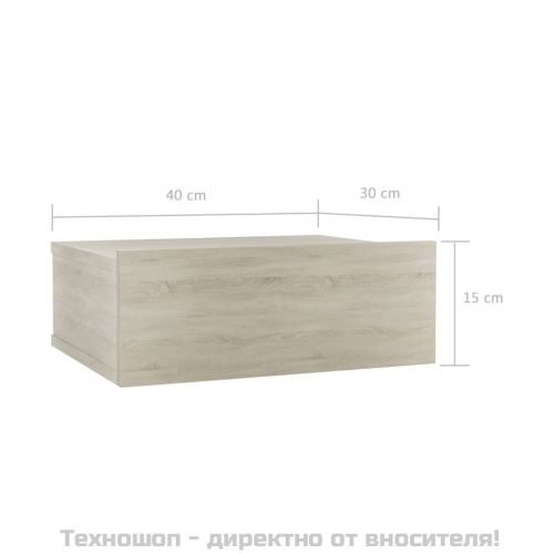 Нощно шкафче за стена, дъб сонома, 40x30x15 см инженерно дърво