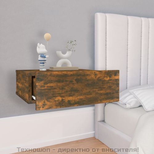Плаващо нощно шкафче, опушен дъб, 40x30x15 см, инженерно дърво