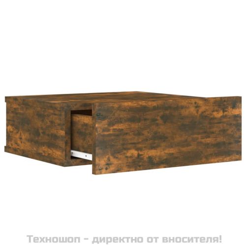 Плаващо нощно шкафче, опушен дъб, 40x30x15 см, инженерно дърво