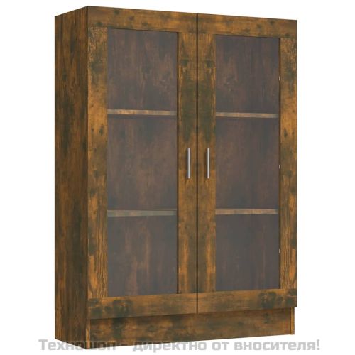 Шкаф витрина, опушен дъб, 82,5x30,5x115 см, инженерно дърво