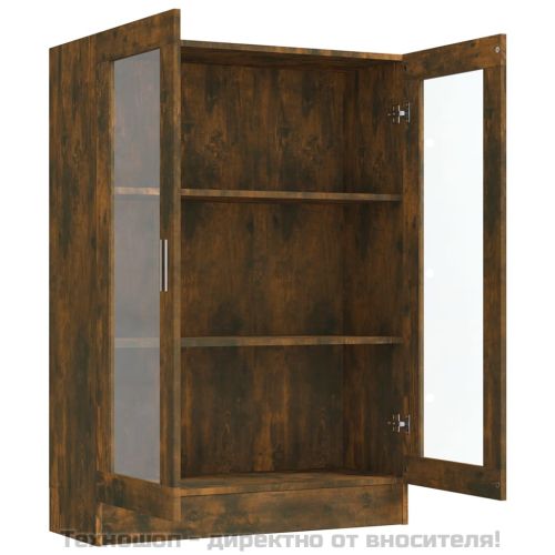 Шкаф витрина, опушен дъб, 82,5x30,5x115 см, инженерно дърво