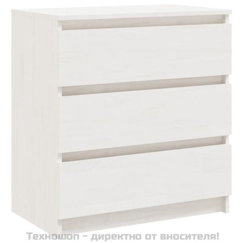 Нощно шкафче, бяло, 60x36x64 см, бор масив