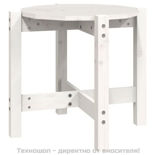 Кафе маса, бяла, Ø 52,5x45 см, борово дърво масив