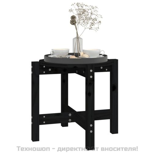 Кафе маса, черна, Ø 52,5x45 см, борово дърво масив