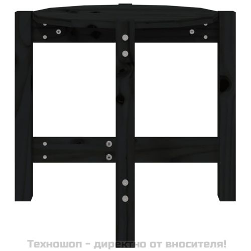 Кафе маса, черна, Ø 52,5x45 см, борово дърво масив