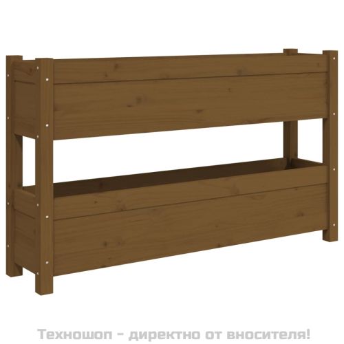 Плантер, меденокафяв, 112x25x66 см, борово дърво масив