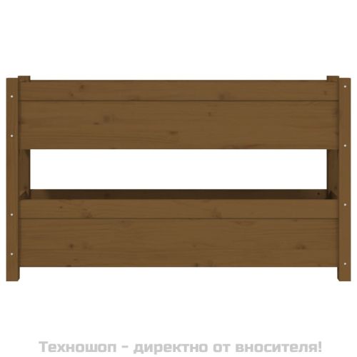 Плантер, меденокафяв, 112x25x66 см, борово дърво масив