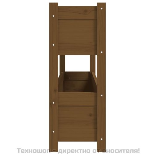 Плантер, меденокафяв, 112x25x66 см, борово дърво масив