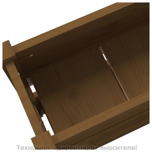 Плантер, меденокафяв, 112x25x66 см, борово дърво масив