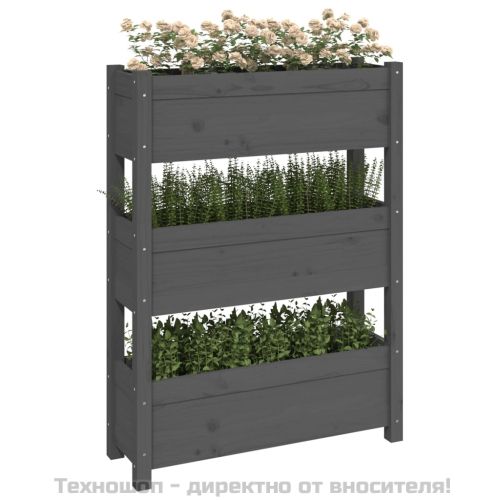 Плантер, сив, 77x25x104,5 см, борово дърво масив