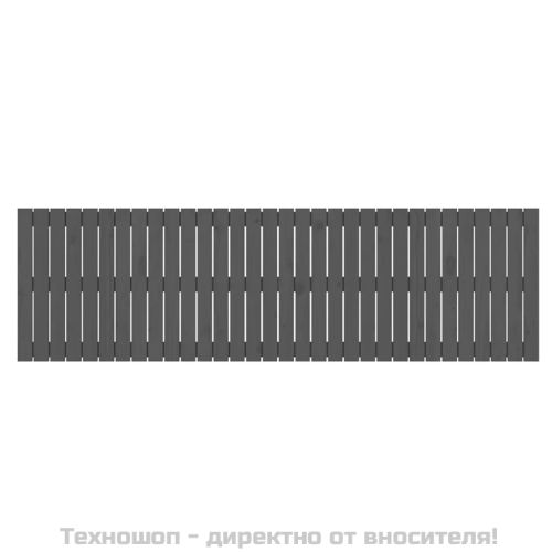 Стенна табла за спалня, сива, 204x3x60 см, борово дърво масив