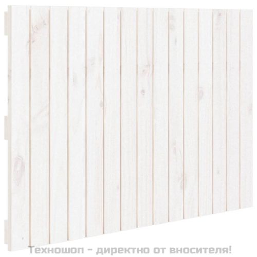 Стенна табла за спалня, бяла, 95,5x3x60 см, борово дърво масив