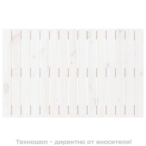 Стенна табла за спалня, бяла, 95,5x3x60 см, борово дърво масив