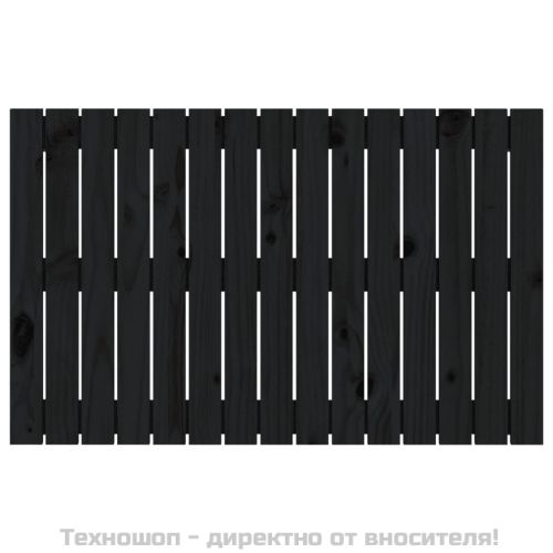 Стенна табла за спалня, черна, 95,5x3x60 см, борово дърво масив