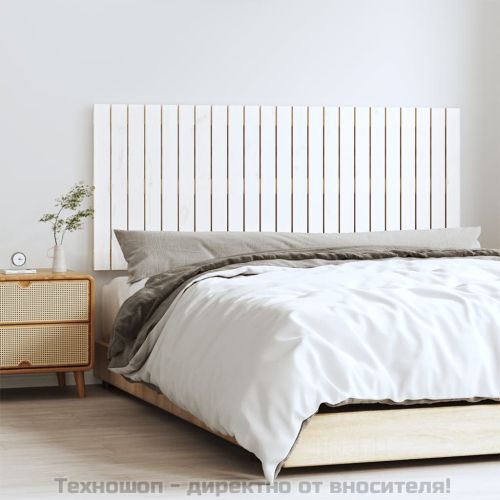 Стенна табла за спалня, бяла, 147x3x60 см, борово дърво масив