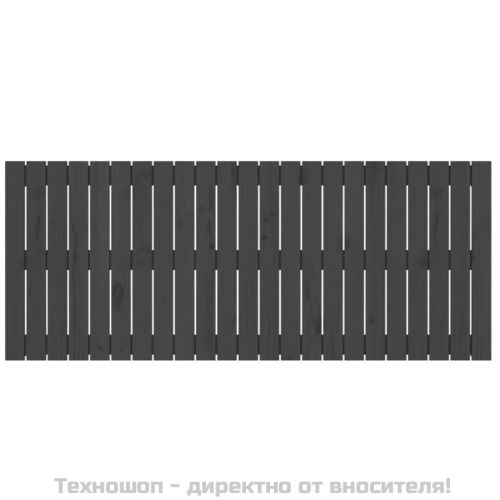 Стенна табла за спалня, сива, 147x3x60 см, борово дърво масив