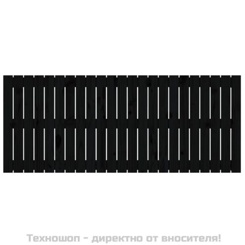 Стенна табла за спалня, черна, 147x3x60 см, борово дърво масив