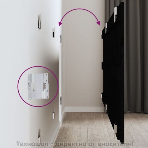 Стенна табла за спалня, черна, 147x3x60 см, борово дърво масив