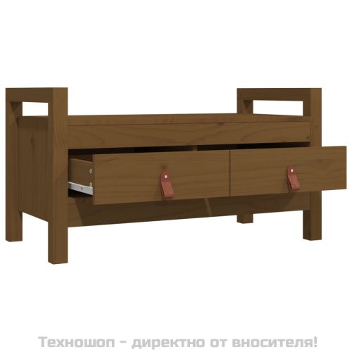 Пейка за антре меденокафява 80x40x43 см борово дърво масив