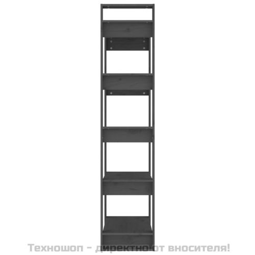 Библиотека/разделител за стая, сива, 80x35x160 см, бор масив