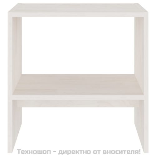 Нощни шкафчета, 2 бр, бели, 40x30,5x40 см, бор масив
