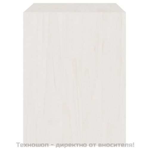 Нощни шкафчета, 2 бр, бели, 40x30,5x40 см, бор масив