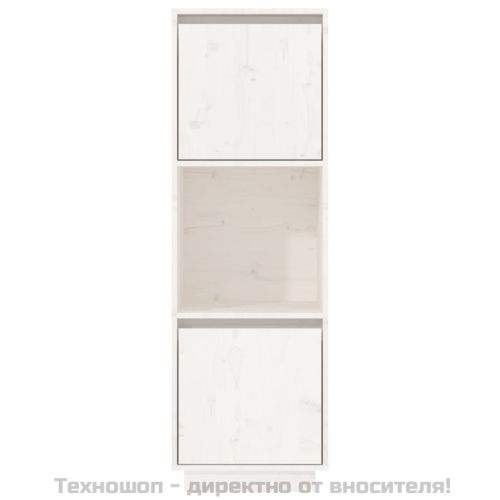 Висок шкаф, бял, 38x35x117 см, борово дърво масив