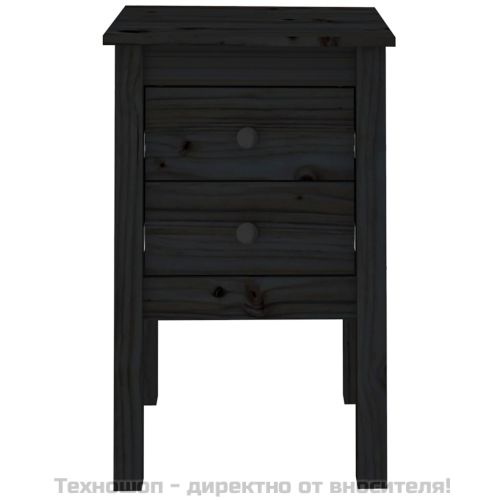 Нощни шкафчета, 2 бр, черни, 40x35x61,5 см, борово дърво масив