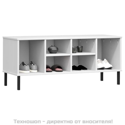 Етажерка за обувки с метални крака бяла 106x35x45 см масив OSLO