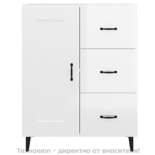 Сайдборд, бял гланц, 69,5x34x90 см, инженерно дърво