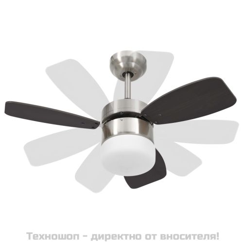 Таванен вентилатор с лампа и дистанционно 76 см тъмнокафяв