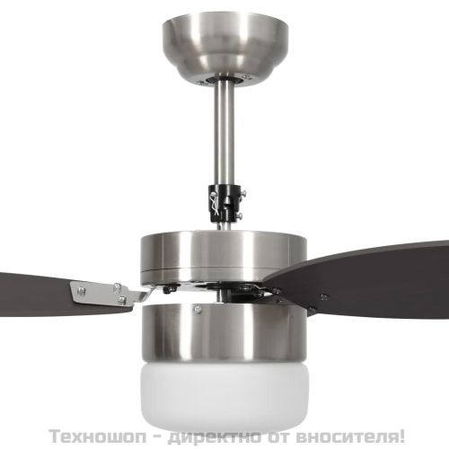 Таванен вентилатор с лампа и дистанционно 76 см тъмнокафяв