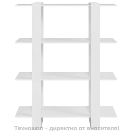 Библиотека/разделител за стая, бяла, 100x30x123,5 см