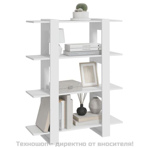 Библиотека/разделител за стая, бяла, 100x30x123,5 см