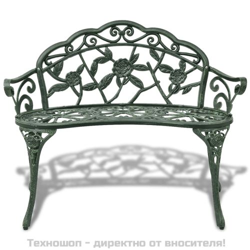 Градинска пейка, 100 см, лят алуминий, зелена