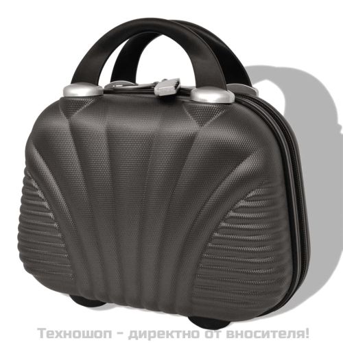 Комплект от 4 броя твърди куфари на колелца, антрацитно черно