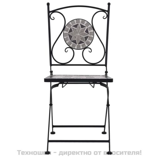 Мозаечни бистро столове, 2 бр, сиви