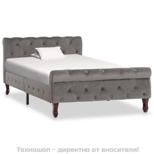 Рамка за легло, сива, кадифе, 100x200 см
