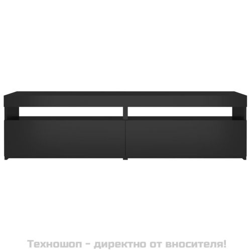 ТВ шкафове, 2 бр, с LED осветление, черни, 75x35x40 см