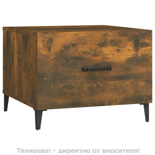 Маса за кафе с метални крака опушен дъб 50x50x40 см