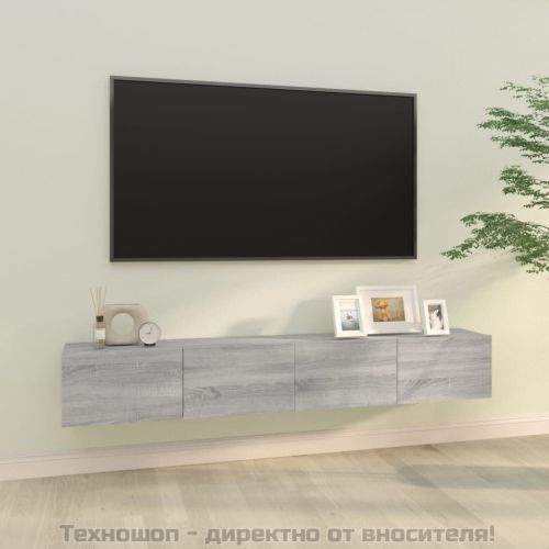 Стенни ТВ шкафове 2 бр сив сонома 100x30x30 см инженерно дърво