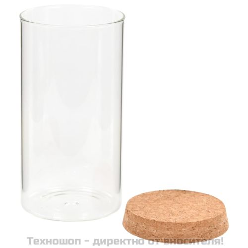 Стъклени буркани за съхранение с коркови капаци, 6 бр, 1100 мл