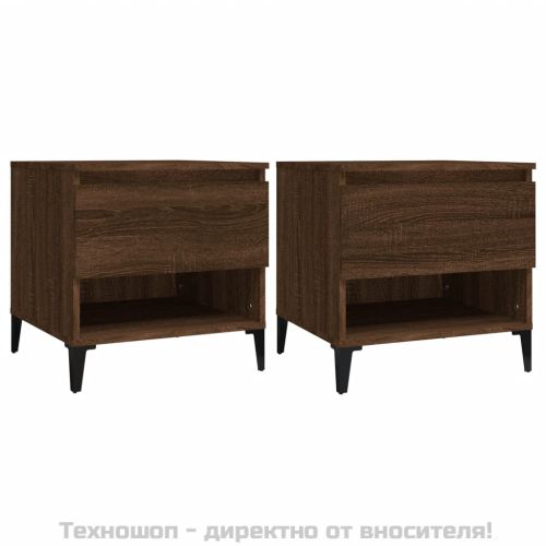 Странични маси, 2 бр, Кафяв дъб, 50x46x50 см, инженерно дърво