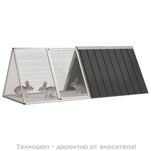 Клетка за зайци антрацит 201,5x80,5x71 см поцинкована стомана