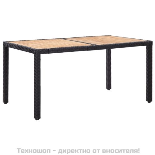 Градински комплект с възглавници, 7 части, полиратан, черен