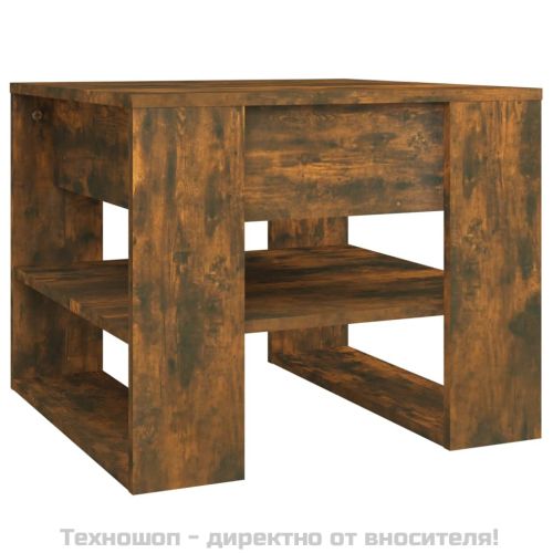 Кафе маса, опушен дъб, 55,5x55x45 см, инженерно дърво