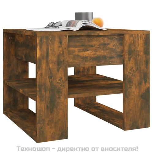 Кафе маса, опушен дъб, 55,5x55x45 см, инженерно дърво