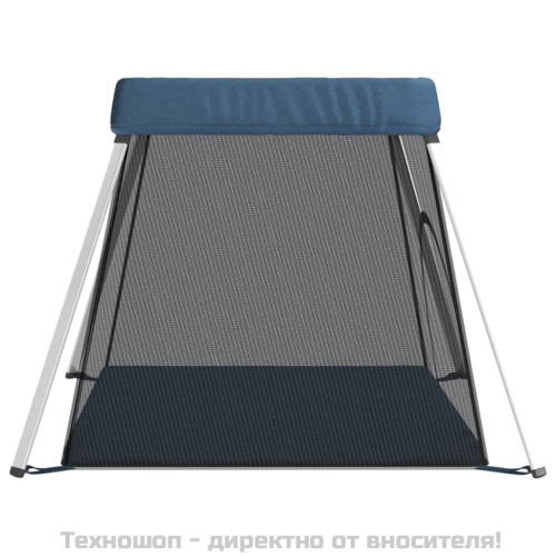 Бебешка кошара с матрак, нейви, ленен плат