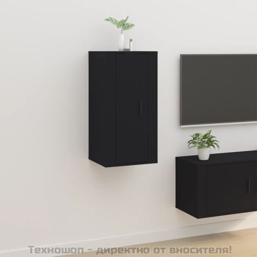 ТВ шкаф за стенен монтаж, черно, 40x34,5x80см